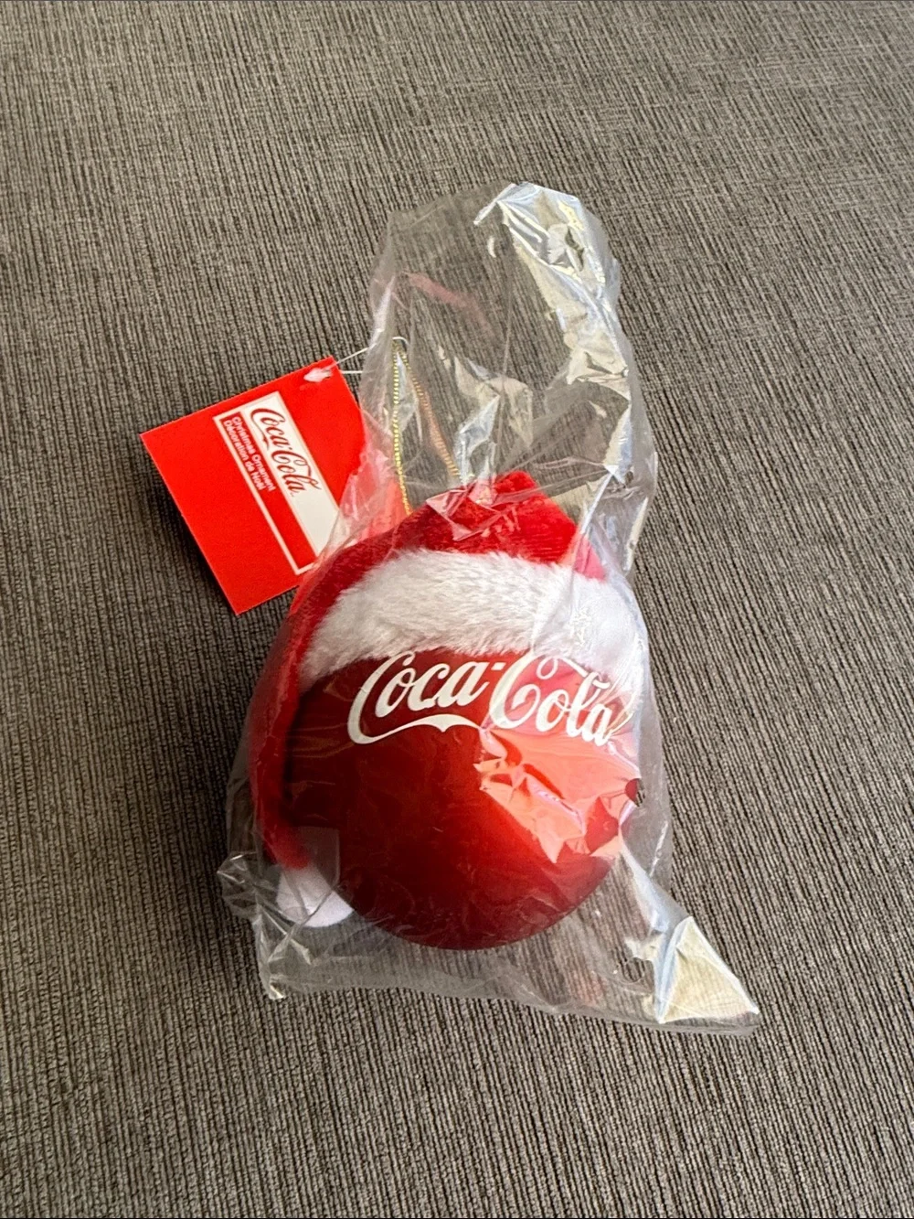 Kurt Adler Coca-Cola Red Ball with Santa Hat Ornament